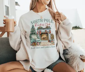 North Pole Readers Club Sweatshirt, Christmas Books Shirt, Book Lovers Sweatshirt, Christmas Teacher Shirt, Librarian Gift Sweatshirt, All Booked for Christmas Shirt