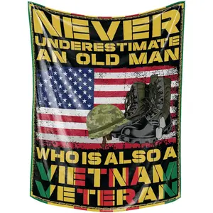 Vietnam Veteran Gifts for Men/Women, Bed Flannel Plush Blanket (50"x 65"), Gifts for Vietnam Vet for Birthday, Thanksgiving, Christmas - Never