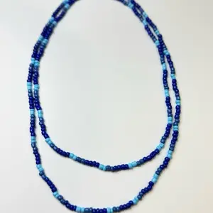 Handmade Multi-Style Glass Seed Bead Necklace 42" Ocean Breeze Deep Blue & Light Aqua Versatile Lightweight Comfortable Everyday Wear. 6mm seeds beads.