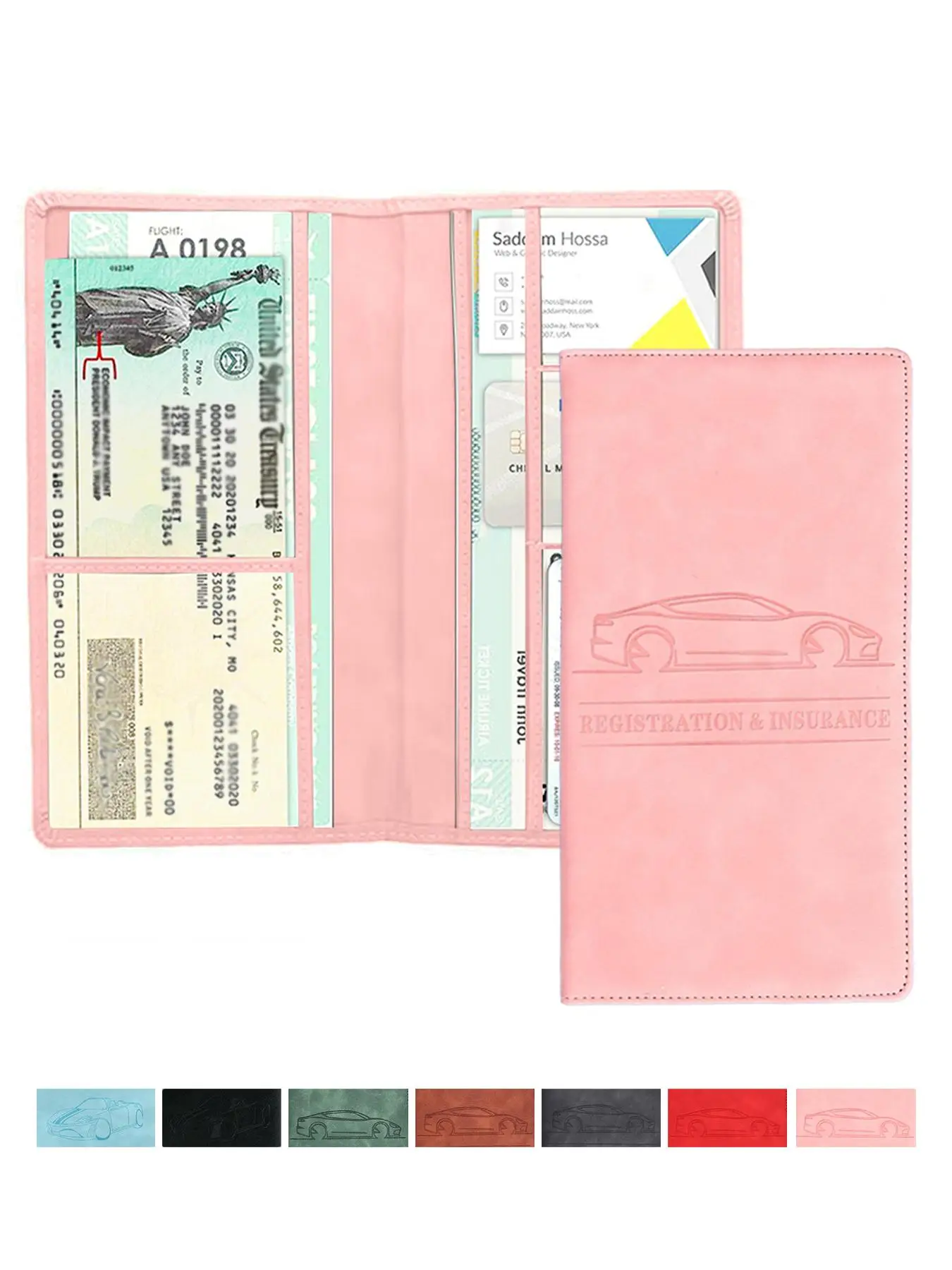 Car Registration & Insurance Durable Card Holder, Card Organizer Protector, Gifts for Girlfriend, Pu Leather Car Registration & Insurance Card Wallet,