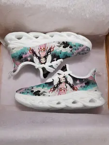 Children Ghost Slayer Butterfly Deer Print Casual Sports Shoes, Unisex Breathable Mesh Upper, Eva Sole, Comfortable for School and Daily Activities