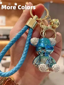 Luxury Minimalist Bear Keychain with Rhinestones, Perfect Gift for Men Women Kids, Bag Charm, Key Ring, Phone Chain, Universal Keychain, Holiday Surprise
