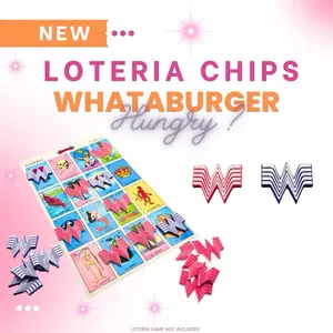 50 Whatburger Loteria Game Markers Chips Custom Shaped Chips for Lotería Enthusiasts - Perfect for Family Game Nights & Lotería Parties