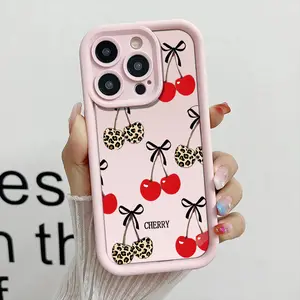Elegant cherry pattern phone case,anti yellowing electroplating ultra-thin TPU material, suitable for iPhone 17Pro Max Air 16 15 Plus 14 13 12 11 XR XS durable tpu cover shockproof anti-fall phone case