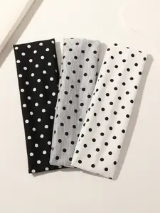 3pcs Women's Polka Dot Sports Headbands, Running, Men's Fitness Headwear, Sporty Style, Random Print, All Seasons, Headbands On Forehead