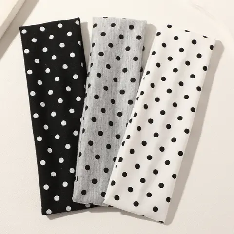 3pcs Women's Polka Dot Sports Headbands, Running, Men's Fitness Headwear, Sporty Style, Random Print, All Seasons, Headbands On Forehead, Workout Headbands