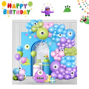 Monster Balloon Arch Garland Kit – Pink, Purple, Green, Blue Character Balloons for Monster Theme Birthday, Baby Shower, Kids Party Decorations