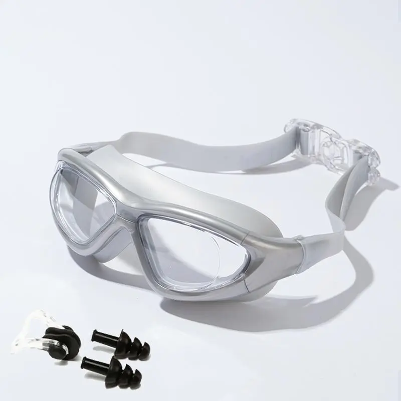 Swimming Goggles with Nose Clip & Earplugs, Anti-fog & Waterproof Swimming Goggles, Swimming Accessories for Training, Pool, Beach, Diving Swimming Goggles, Outdoor Swimming Goggles, Swim Glasses