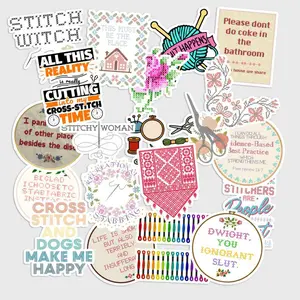 Sticker Pack 20 pcs Cross Stitch Stickers, Needlework Craft Pattern Vinyl Decals for Laptop Case