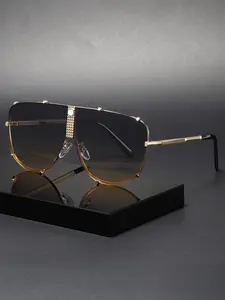 Unisex Punk Style Gradient Sunglasses, Irregular Frame Trendy Eyewear for All Seasons, Perfect Gift for Travel Cycling Driving