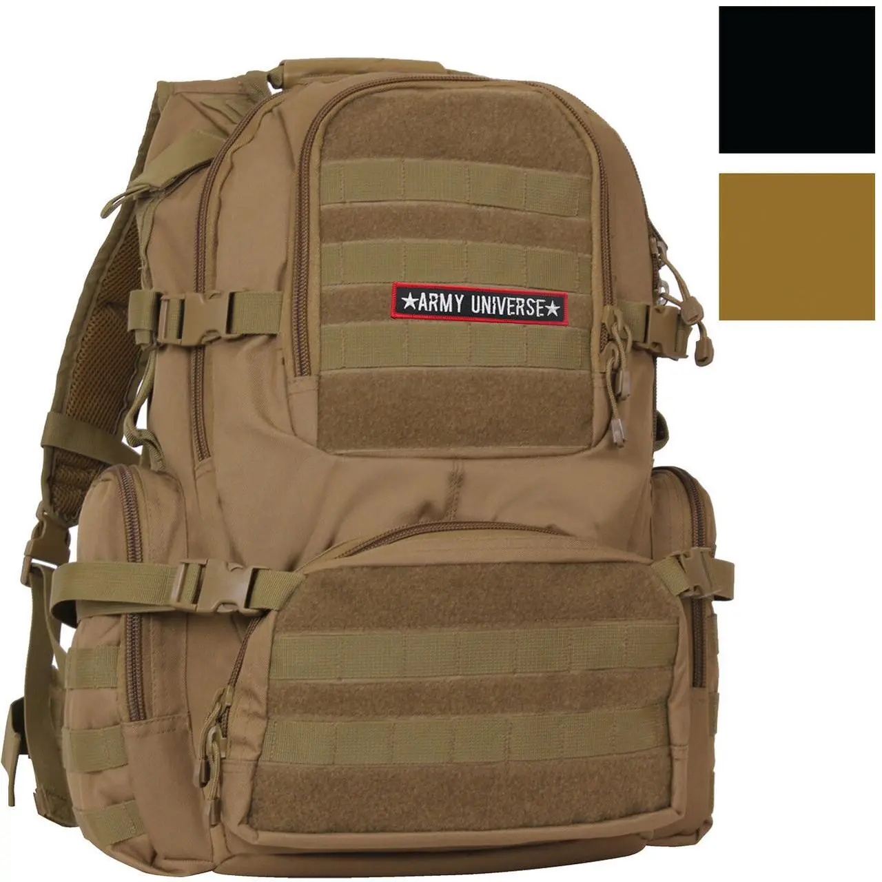 Large MOLLE Tactical Assault Backpack with Pockets, Black Patch Military Functional Knapsack, Black Patch Backpacks, Edc Gear, Everyday Carry, Synthetic, Hook-Loop