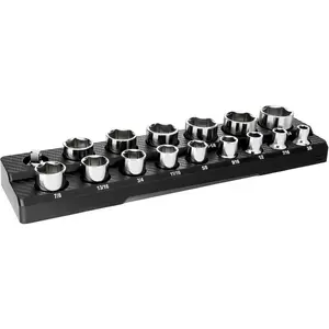 Socket Organizer, 1/2" SAE Socket Tray Holds 16 count Standard & Deep Size Sockets,  Sockets Holder(Socket Not Included)