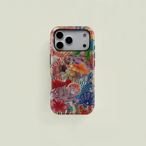 Colorful Bohemian-style marine life beaded protective case, durable 2-in-1 design, compatible with iPhone 17/16/15/14/13/12/11 Pro Max/Plus/Pro, and Samsung Galaxy S25/S24/S23 Ultra series. A simple and stylish phone case.
