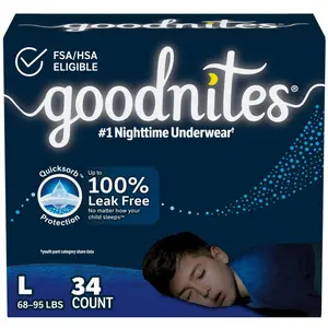 Goodnites Boys' Nighttime Bedwetting Underwear - L/XL - 34ct