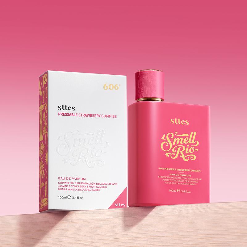 Sttes Perfume 606# (Pressable Strawberry Gummies) – Eau de Parfum 100ml (3.4 fl oz) – Strawberry, Cotton Candy, Fruit Gummies, Vanilla