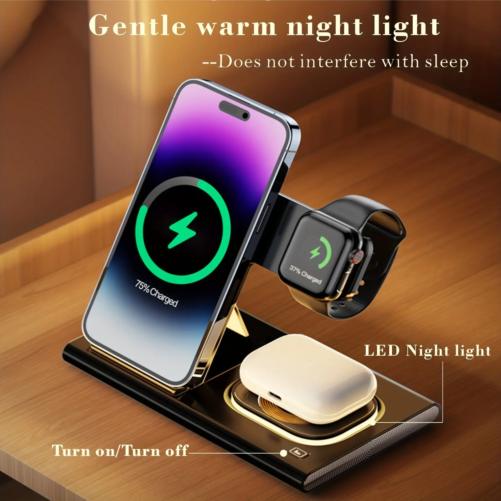 Wireless charging station, 4-in-1 wireless charger stand, Applies to the iPhone's more rapid charging base Apply to iPhone Plus 14/14/13/12/11 / Pro/Max/X/XS/XR / 8, is suitable for the iWatch Ultra / 8/7/6 5/4/3/2 / SE