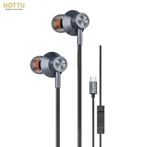 【HOTTU】HF09 Portable Hi-Fi Digital Type-C Plug 1.2m Full in Ear Metal Earbuds TPE Wired Headphones Earphone Trendy Design Comfortable Fit Stylish Audio Accessory for Daily Use, Perfect Gift Idea for Music Lovers & Tech Enthusiasts