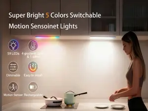 Smart Under Cabinet LED Light – USB Rechargeable Motion Sensor Light with 1500mAh Battery, Magnetic Dimmable Closet Lighting for Kitchen, Pantry, Wardrobe, Stairs & Garage. led  cabinet  light