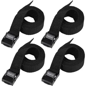 Lashing Straps with Buckles Adjustable Cam Buckle Tie Down Cinch Strap for Packing Black 4 Pack