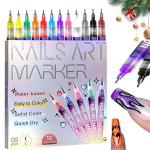 12-Color Quick-Dry Gel Nail Art Kit – Acrylic Tools for Painting & Detailing