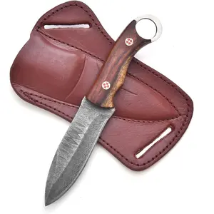 Custom Handmade Fixed Blade Hunting Knife - 9 Inch hand Forged Full Tang Knives For Hunting, Outdoor Camping, Hiking, Fishing, Bushcraft Knives With Leather Sheath. (Damascus )