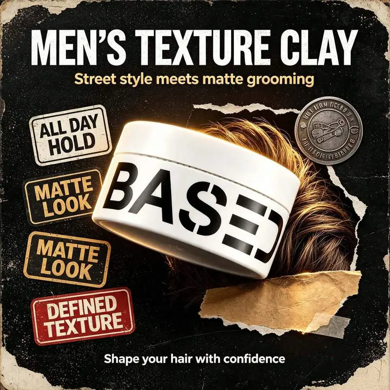 BASED Strong Hold Hair Texturizing Paste, Natural Matte Finish Hair Styling Product For Short & Medium Hair