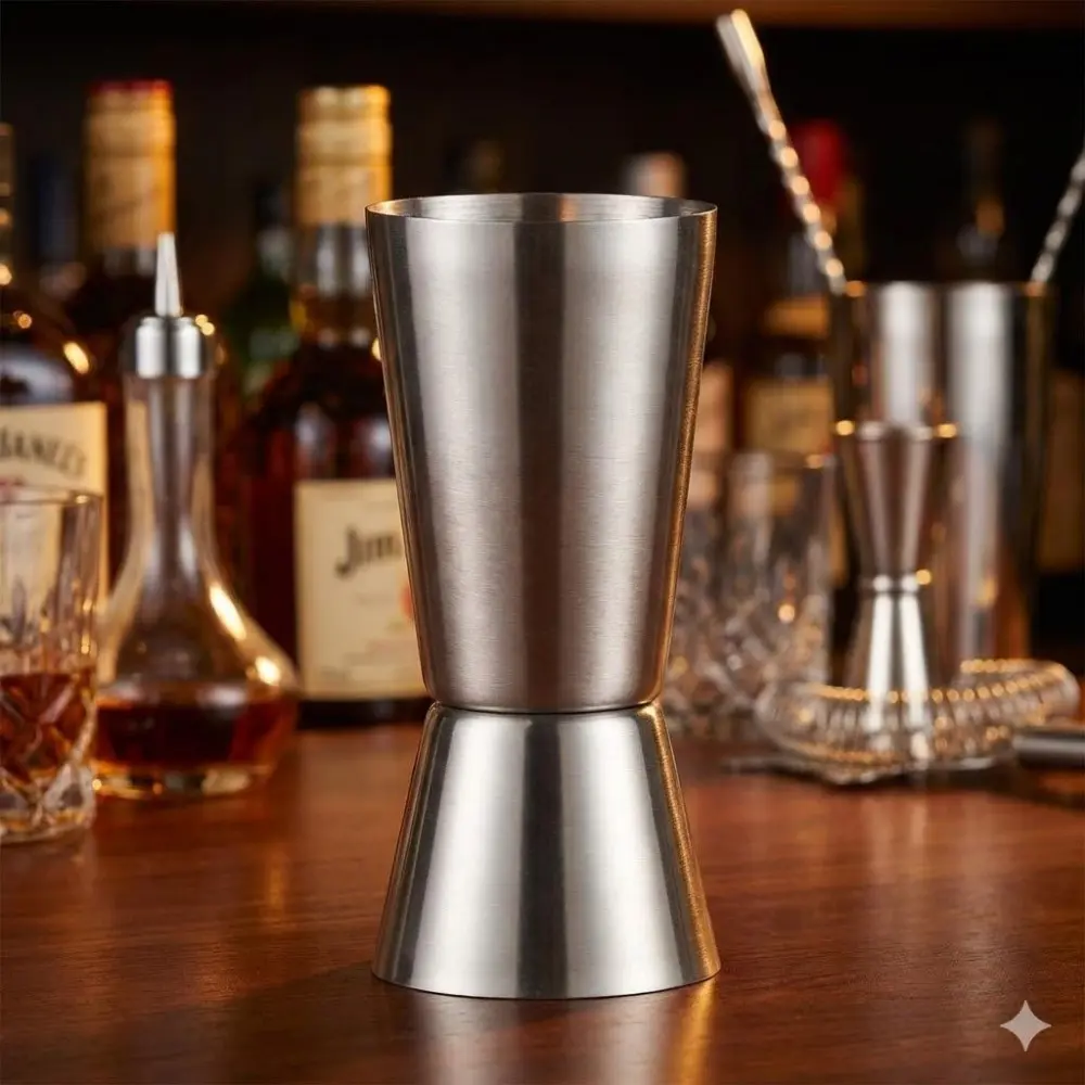 Durable Stainless Steel Cocktail Kit, Shaker, Jiggers with Quick-Release & Leak-Proof Design | Multipurpose for Bar, Camping, Hiking | Easy Clean, Portable Drink Tools with Precision Measurer