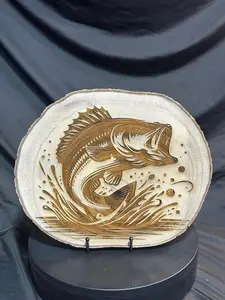 Live Edge Round Fish Engraving
