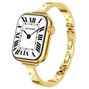 Mosonio Slim Bracelet Band with Sparkly Accents Compatible with Apple Watch Bands 46mm 45mm 44mm 49mm 42mm(Series 3 2 1) for Women, Stylish Adjustable Link Thin Metal Strap for iwatch Ultra Series