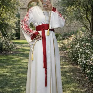 Bisht abaya 3 colors white- black-green with clock embroidered in the sleeve