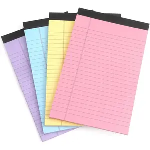 Legal Pads Note Pads 5 x 8 Inch Lined Writing Pads, 50 Sheets Per Writing Pad, 4 Pack Multicolor