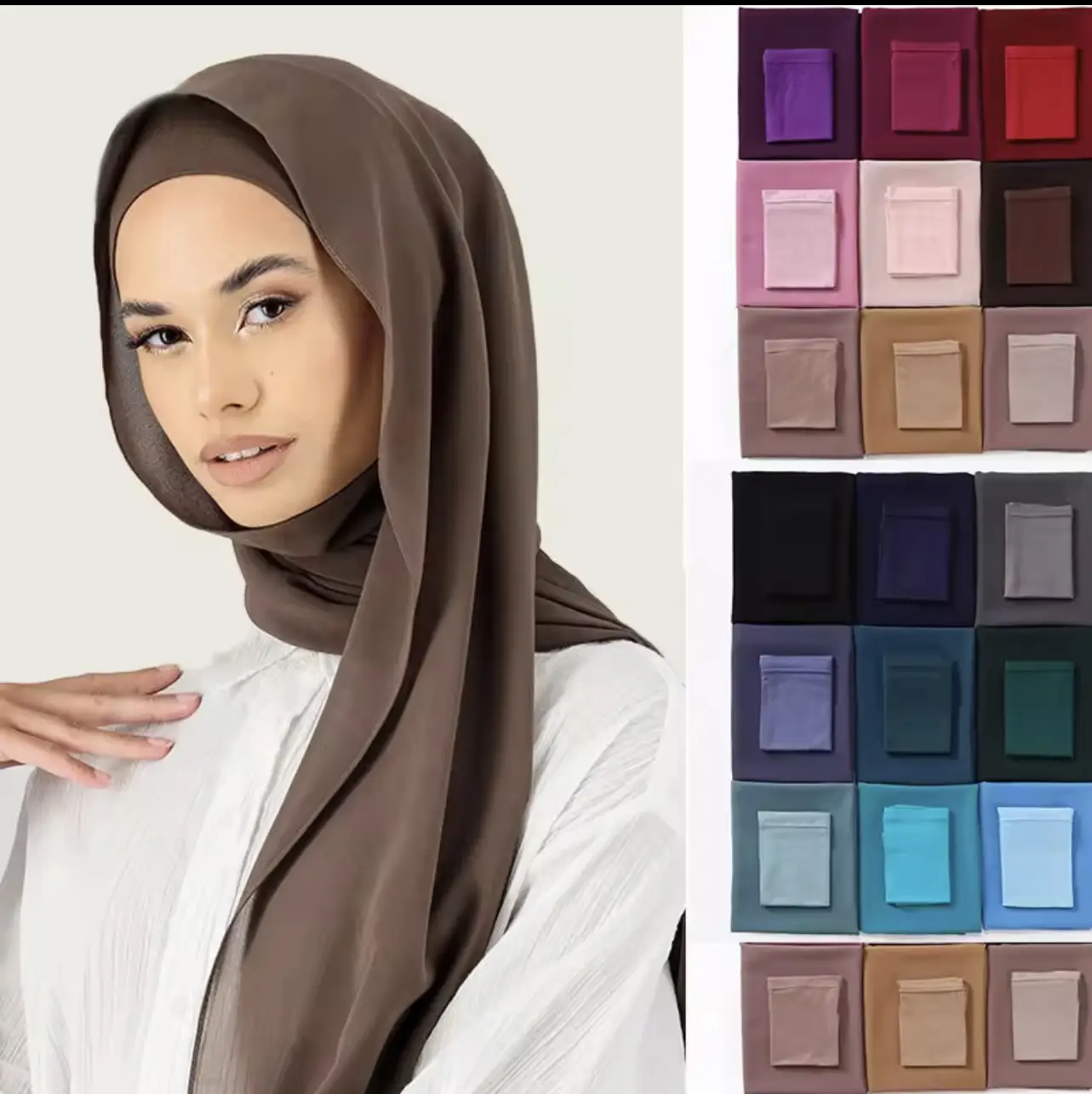 2pcs women scarf and cap set, Hijab & Cap Set - Chiffon Scarf & Jersey Under cap - Custom Dyed Options Available - Premium Quality for Casual