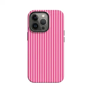 for iPhone 16 ProMax Glossy-Striped Pink on Pink Tough Phone Case |    Suitable for The IPhone 17 Pro Max IPhone 16 15 14 13 12 11 Pro Max Case