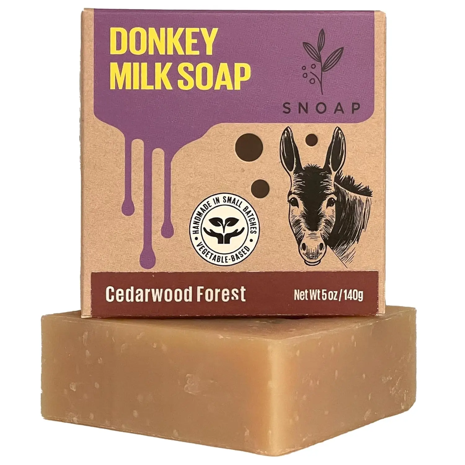 SNOAP Cedarwood Forest Donkey Milk Soap Bar – Cedarwood Scented, Handmade Natural Moisturizing Soap for Men