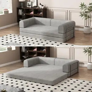 Garvee Convertible Sleeper Sofa Bed, Sleeper Sofa | Corduroy Fabric | High-Density Sponge | Fixed-Shape Frame, Modular Sofa Bed for Living Room Lounge Studio 78.7 * 39.4 * 29.6 Inch