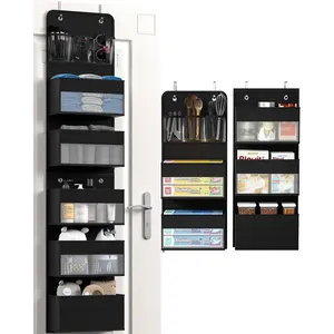 Over Door Organizer, 6 Shelf Camper Storage for RV Bathroom, Behind The Door Storage,  Organizers for  Diaper Bedroom Closet (Black)