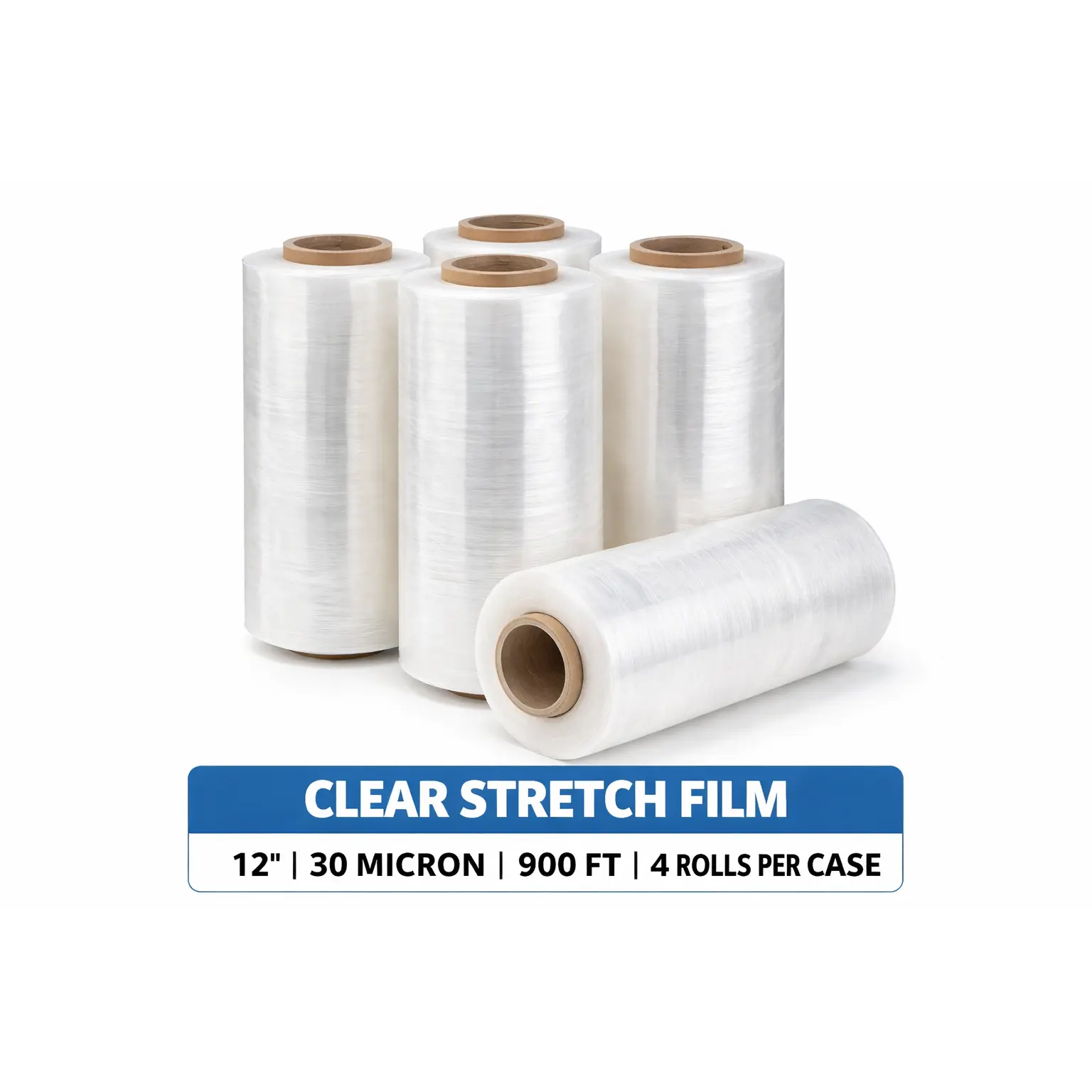 DEMAYA Heavy-Duty Stretch Wrap Film, 12"x900' 120 Gauge (30 Micron) 1 Roll, Tear- & Puncture-Resistant UV-Protected Film with Heavy-Duty 120 Gauge Performance, Smooth Unwind for Storage & Pallet Load Stabilization During Transport