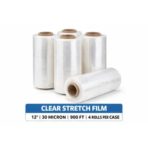 DEMAYA Heavy-Duty Stretch Wrap Film, 12" x 900' 120 Gauge (30 Micron) Tear-Resistant Industrial Pallet & Packaging Film for Load Security