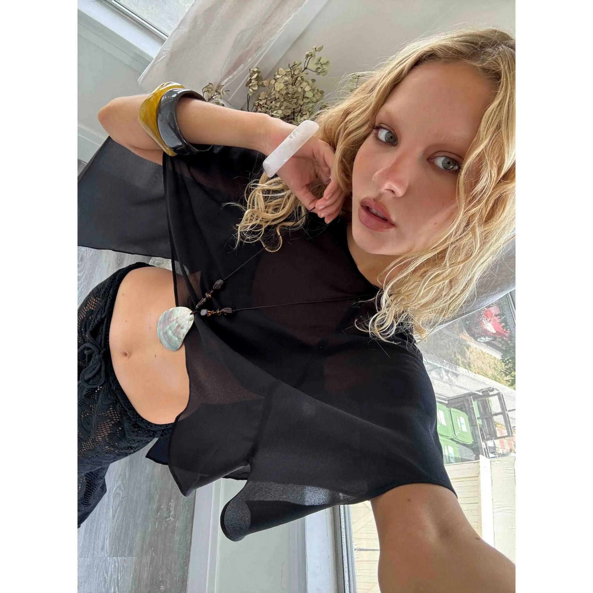 Mairelle Sheer Poncho Black