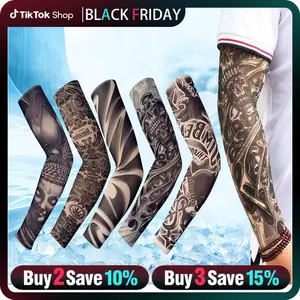6PCS Cooling Tattoo Art Arm Sleeves Cover UV Sun Protection Sport Outdoor activities Set Temporary Fake Tattoo Sleeves for Men Women with Designs of Skull, Dragon, Rose, Koi Fish, Wolf, Buddha, Tribal, Outdoorfun