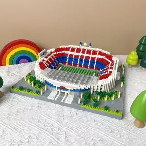 3000+pcs Barcelona Stadium Building Blocks - Realistic 3D Construction Set with Red & Seating, & Design, Challenging Puzzle for Fans, Christmas/halloween Gift