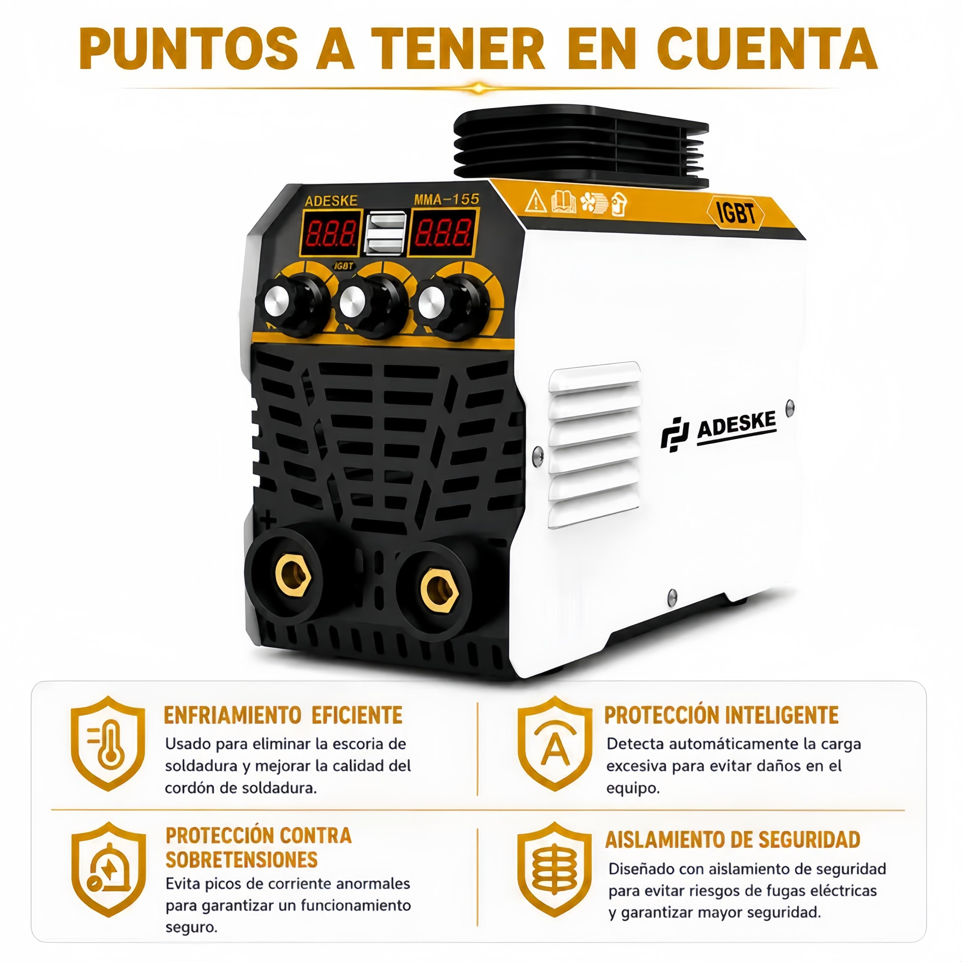 ADESKE MMA-155 Portable Welding Machine – Dual Voltage 110V/220V, 120A Output, Digital Display, Overload Protection, Complete Welding Kit for Home, Auto Repair & Construction ADESKE MMA-155 Portable Welding Machine – Dual Voltage 110V/220V, 120A Output, Digital Display, Overload Protection, Complete Welding Kit for Home, Auto Repair & Construction