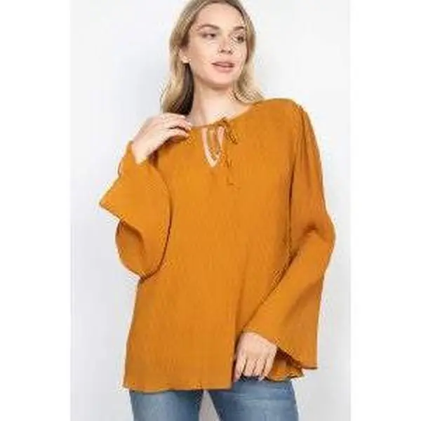 CAMEL PLEATED TOP