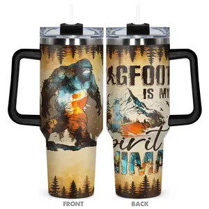 1pc, 40oz Tumbler, Bigfoot Is My Spirit Animal Funny Print 40oz, Insulated and Durable, Gift for Any Occasion: Birthdays, Holidays, or Special Moments for Family, Friends, or Coworkers, Portable, Funny Dad Tumbler