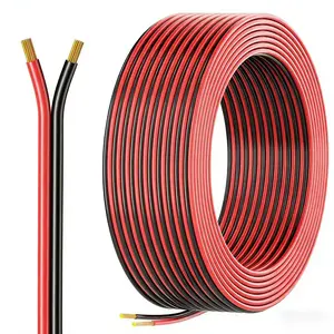 1 Roll 16/18/20 Gauge 2 Conductors Electrical Wire, Red Black Cable, Flexible Low Voltage PVC Copper Clad Aluminum Extension Cord for DIY Projects，Home decoration/wiring，LED Strips，Car speakers，Home Appliances，Audio equipment，Amplifier