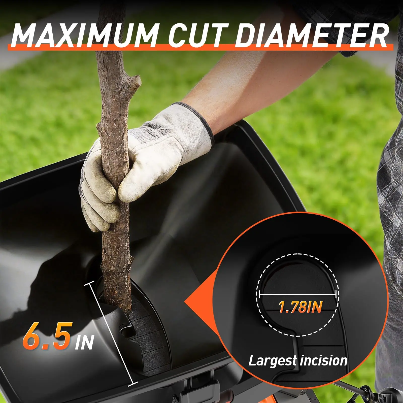 MAXLANDER 15-Amp Electric Wood Chipper Shredder, 1.78-Inch Cutting