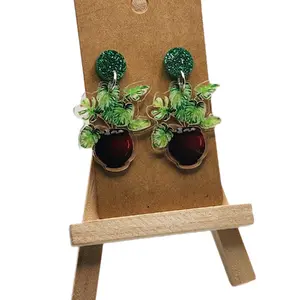 Cute Plant Stud Earrings Adorable Plant Design with Greenery Comfortable Fit Durable PP Material Perfect for Any Occasion Stylish & Long Lasting Gift for Plant Lovers
