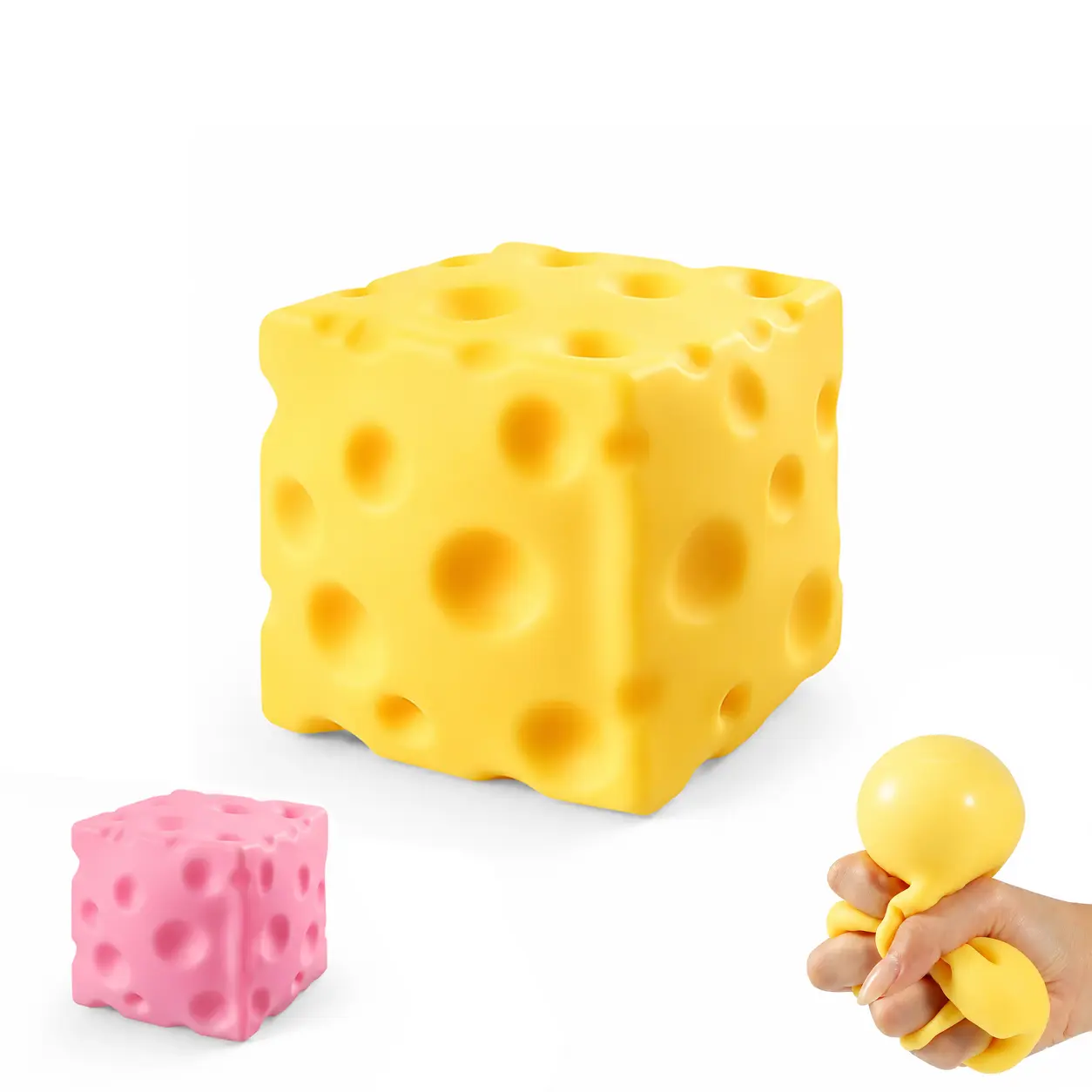 TPR Cheese Cube Squishy Toy, Soft Slow-Rising Stress Ball, Unisex Novelty Sensory Squeeze Fidget Toy for Fidgeting Squishies Toys, Desk Office Gift