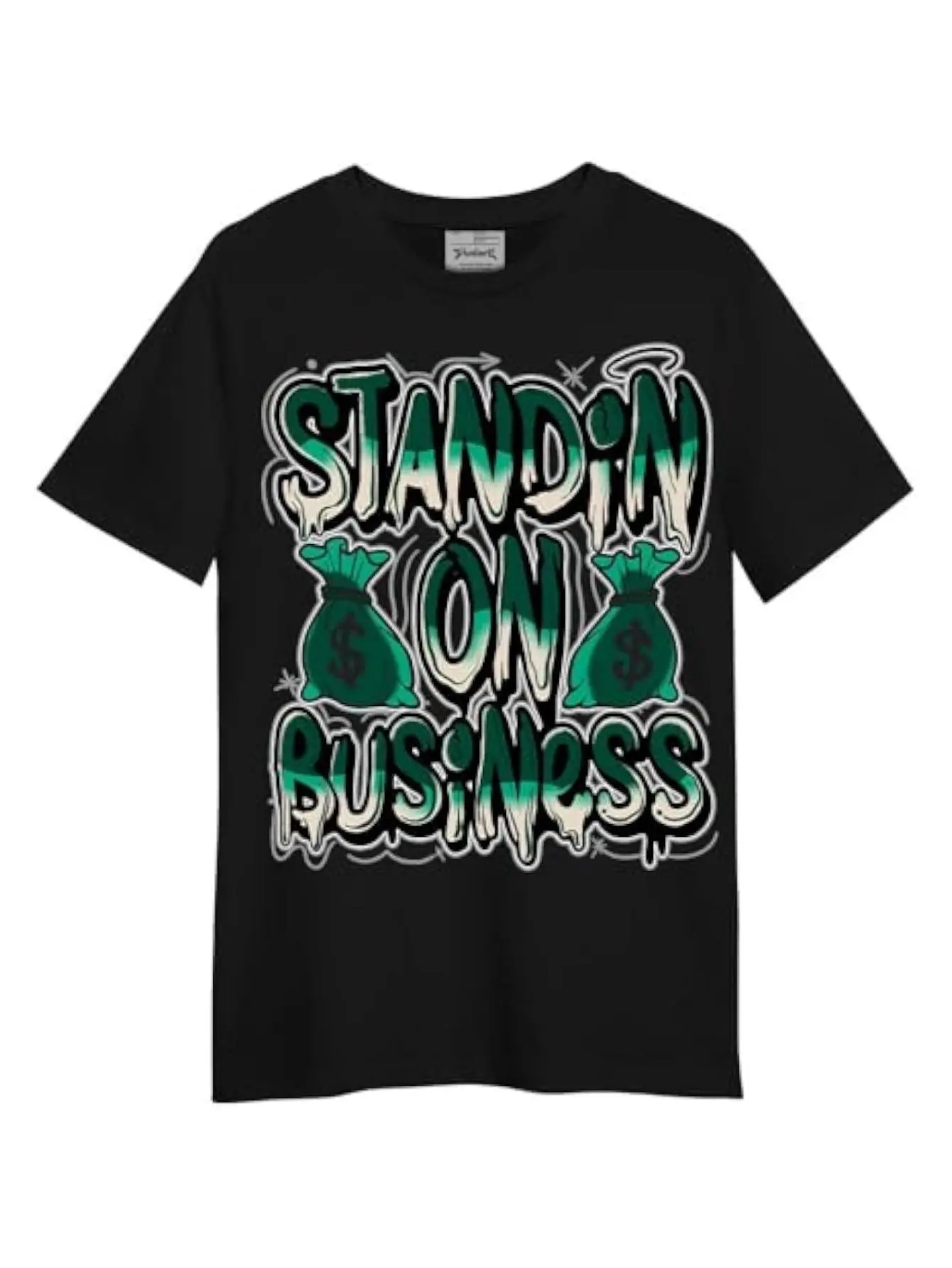Men's Black Retro Dollar Bill Print T-Shirt - Bold Money Design Crew Neck Short Sleeve Tee with Standin Business Dollar Graphic, Breathable Regular Fit Suitable for Casual & Business Casual Wear, All-Season Statement Top, Plus Size