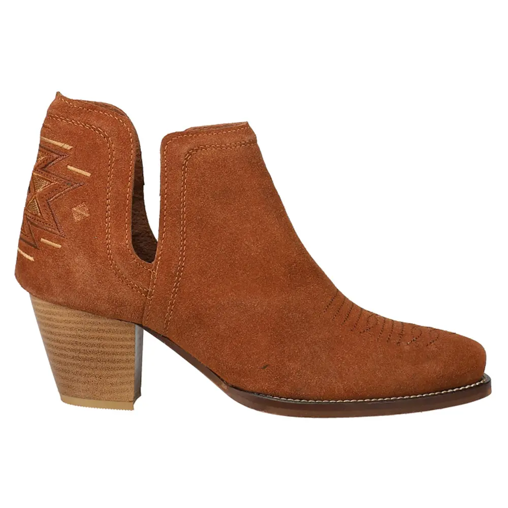ROPER Womens Rowdy Aztec Southwest Embroidered Round Toe  Casual Boots Ankle Mid Heel 2-3" - Brown